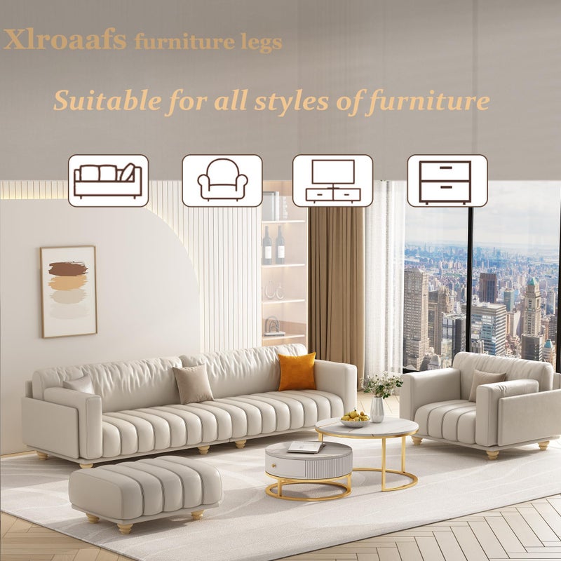 Xlroaafs 3 بوصة أرجل خشبية للأثاث مجموعة من 4 أرجل الأريكة أرجل الأريكة، أرجل بديلة أرجل الأثاث الخشبي أرجل الأريكة وأرجل الخزانة وأرجل دعم السرير (طبيعية، 3 بوصة) - Image 5